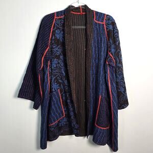 Mieko Mintz Short Kantha Open Kimono Jacket Reversible Lagenlook OS